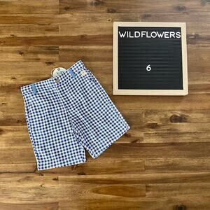 NWT Wildflowers Daydream Believer Gentleman Blue Gingham Rayon Shorts Easter 6